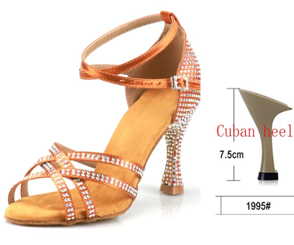 Latin Dance Heels | Rhinestone Sandal | Multi-Heel