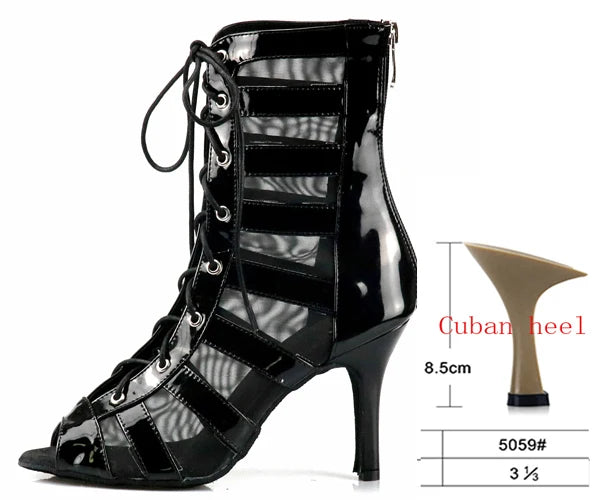 Women's Mesh Dance Boots | Latin & Salsa | Multi-Heel