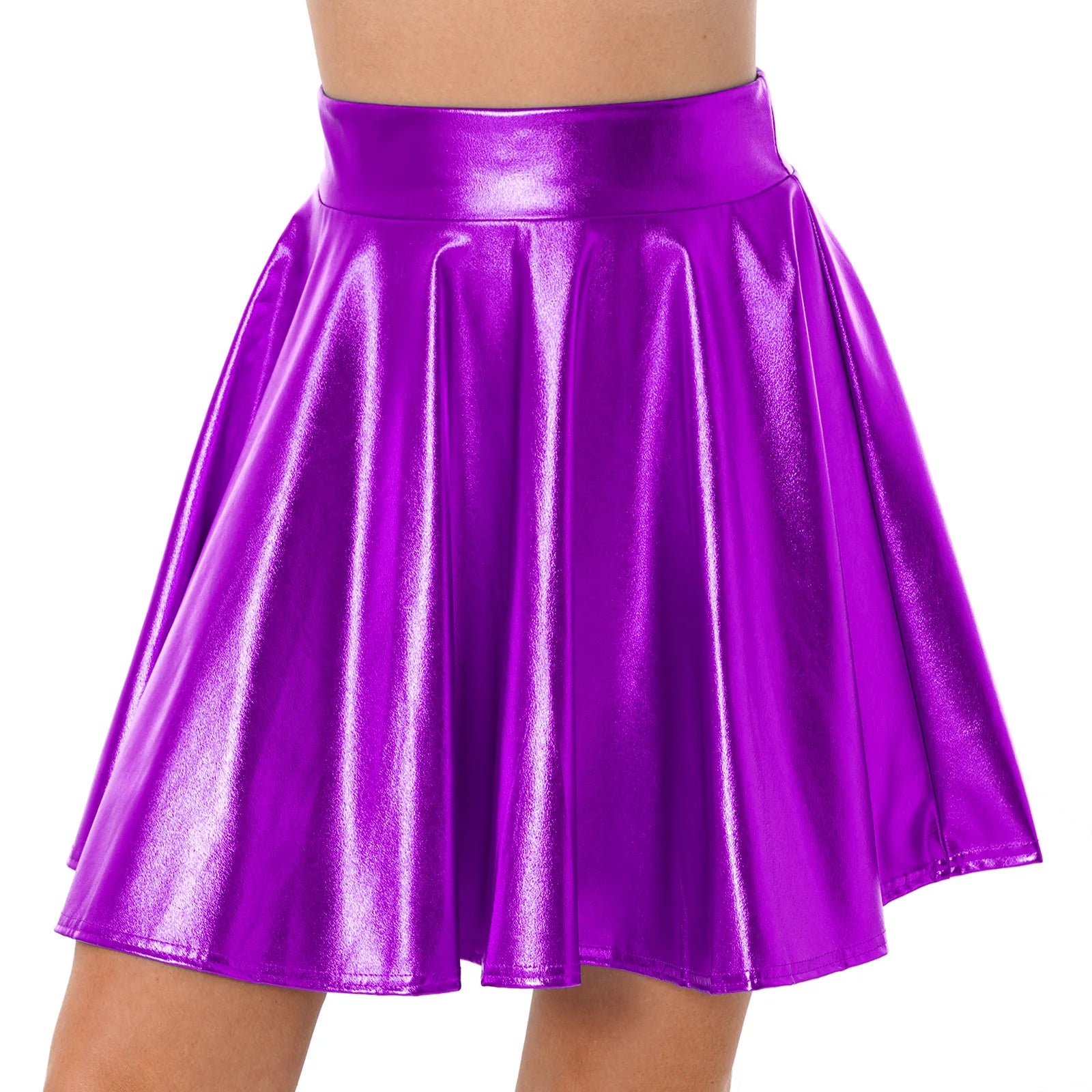 Metallic Flare Mini Skirt | Rave Festival Skater