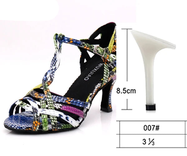 Latin Dance Heels | Colorful Serpentine | 6–10cm