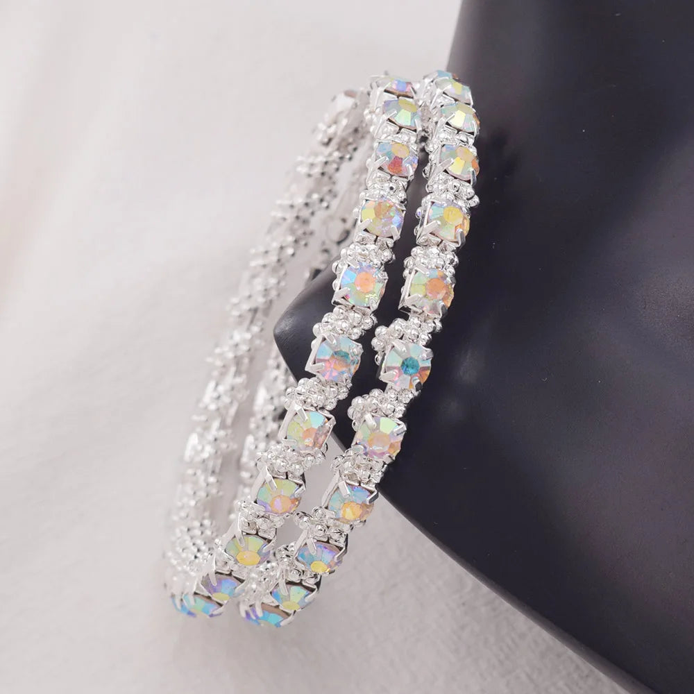 Rhinestone Hoop Earrings | 8.5cm | Crystal Bead Winding