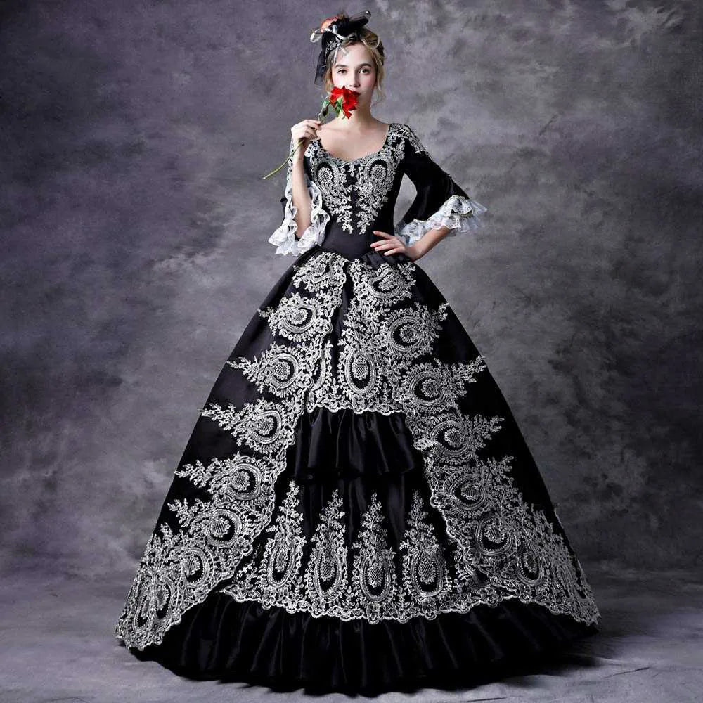 Rococo Ball Gown | Gold Embroidered Satin