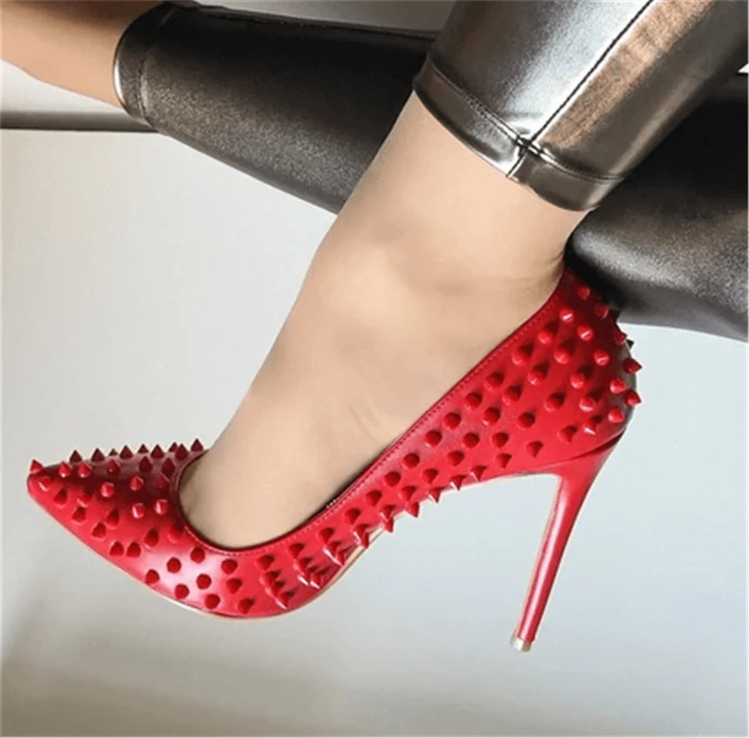 Rivet & Gemstone Pumps | Spike Bling Heels | 12cm