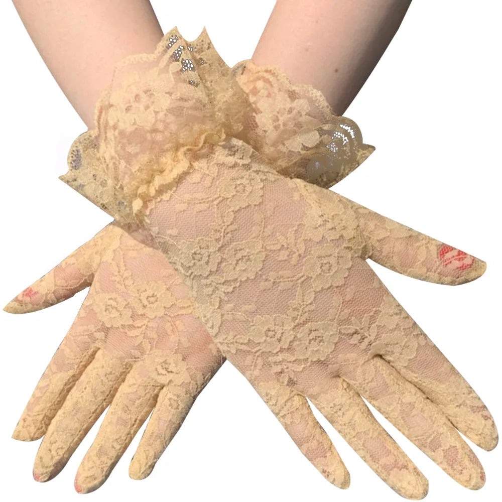Sheer Lace Wrist Gloves | Floral | 2 Lengths | 10+ Colors