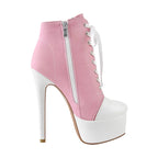 Platform Ankle Booties | Canvas Lace-Up | 16cm Heel
