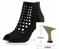 Laser Mesh Tricolor Latin Dance Ankle Boot | Glitter Mesh | 6–10cm Heel