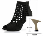 Laser Mesh Tricolor Latin Dance Ankle Boot | Glitter Mesh | 6–10cm Heel