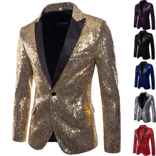 Men's Flip Sequin Blazer | Notched Lapel | Stage & Dance | 6 Colors
