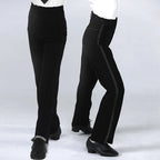 Men's Latin & Ballroom Dance Pants | Black Satin Waist | 16 Sizes