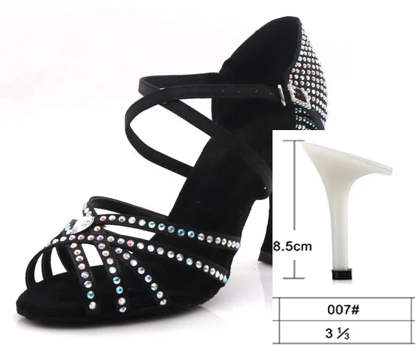 Rhinestone Latin Dance Heels | Satin | Multi-Heel