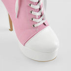 Platform Ankle Booties | Canvas Lace-Up | 16cm Heel