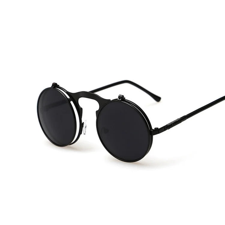 Steampunk Flip Sunglasses | Round Metal Frame | Unisex