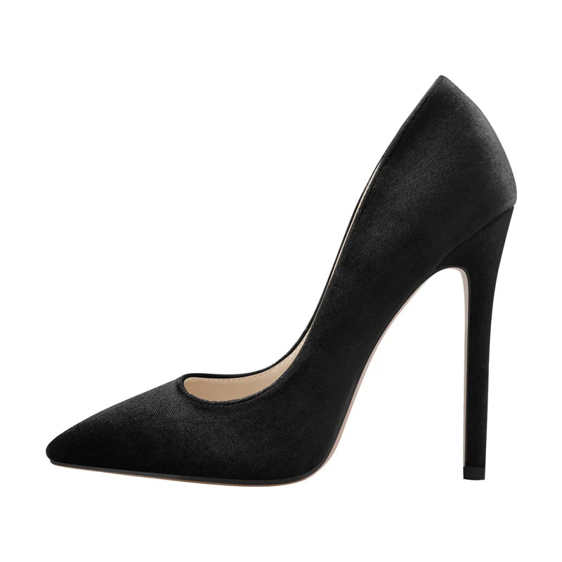 Velvet Stiletto Pump | Pointed Toe | Slip-On