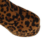 Leopard Platform Knee-High Boots — Square Heel Zip Boots
