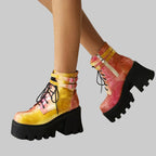 Colorful Platform Ankle Boots - Chunky Heel Street Style