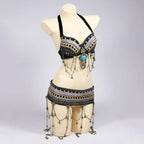 Tribal Belly Dance Costume | Beaded Bra & Belt Set | 2-Piece