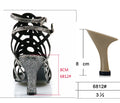 Rhinestone Cage Latin Dance Sandals | Cuban & Pointed Heel | 6–10cm