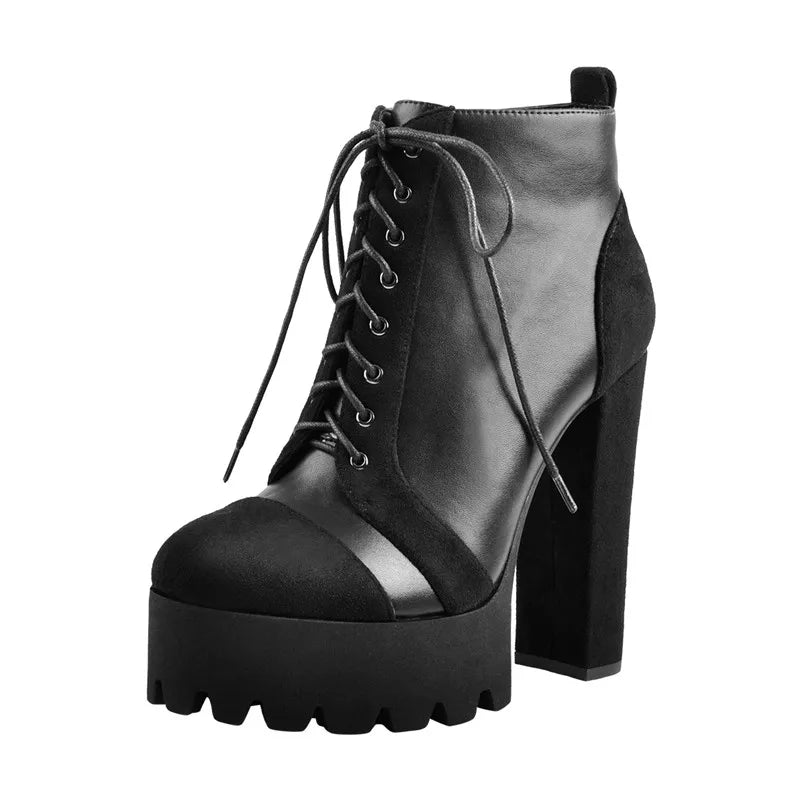 Platform Ankle Boots | Lace-Up Flock | 3" Platform