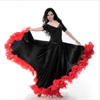 Flamenco Dance Skirt | 180–720 Degree Swing | Black & Red