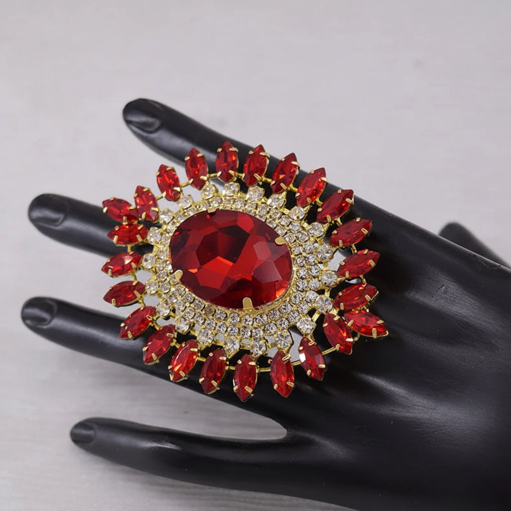 Oversized Oval Rhinestone Ring | Adjustable | 5 Colors