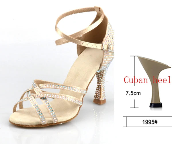 Latin Dance Heels | Rhinestone Sandal | Multi-Heel