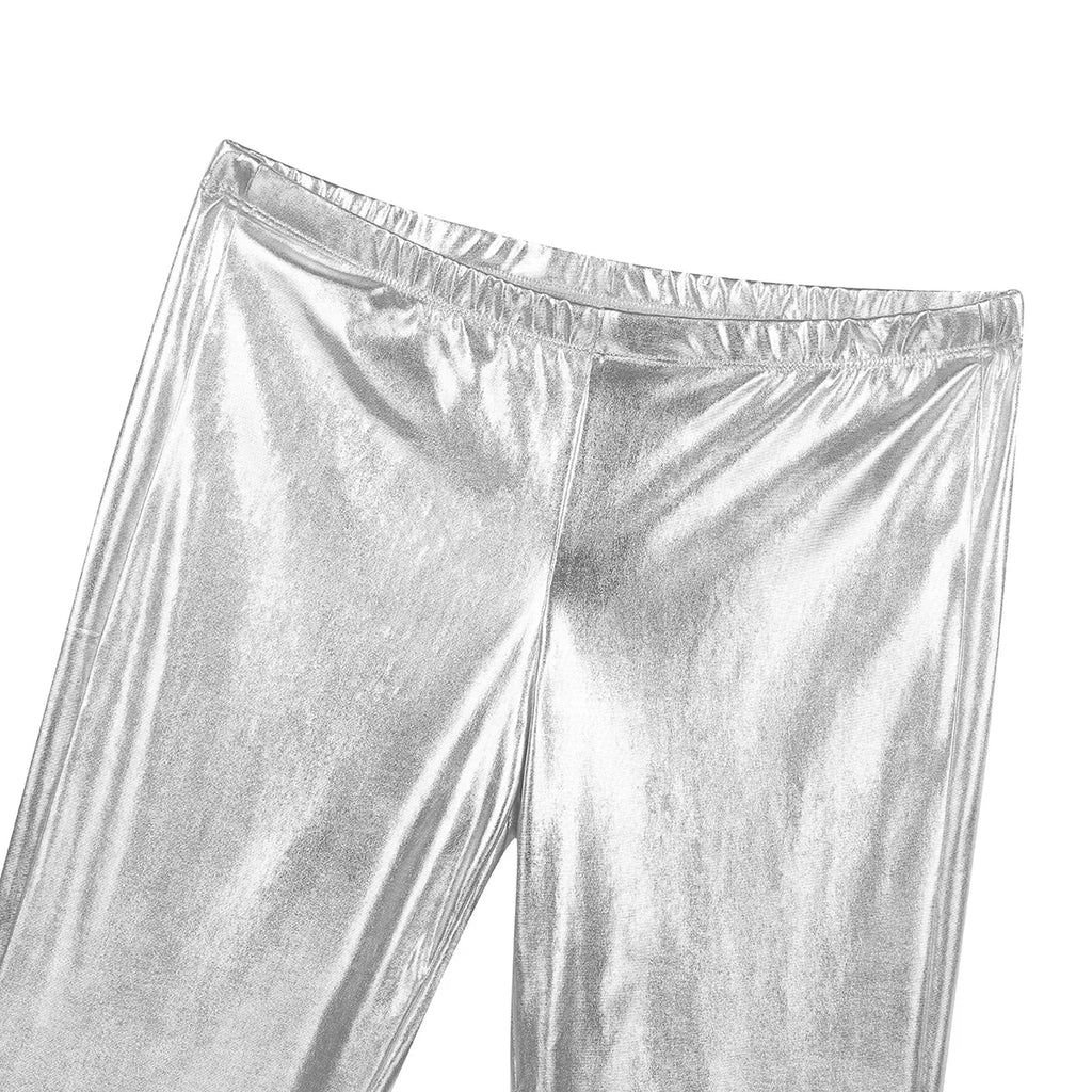 Men's Metallic Bell Bottom Pants | Glossy Flare | Disco