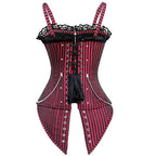 Striped Gothic Corset Top | Lace Overlay & Buckles