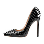 Rivet & Gemstone Pumps | Spike Bling Heels | 12cm