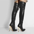 Thigh-High Matte Boots | Stiletto Heel | Pointed Toe