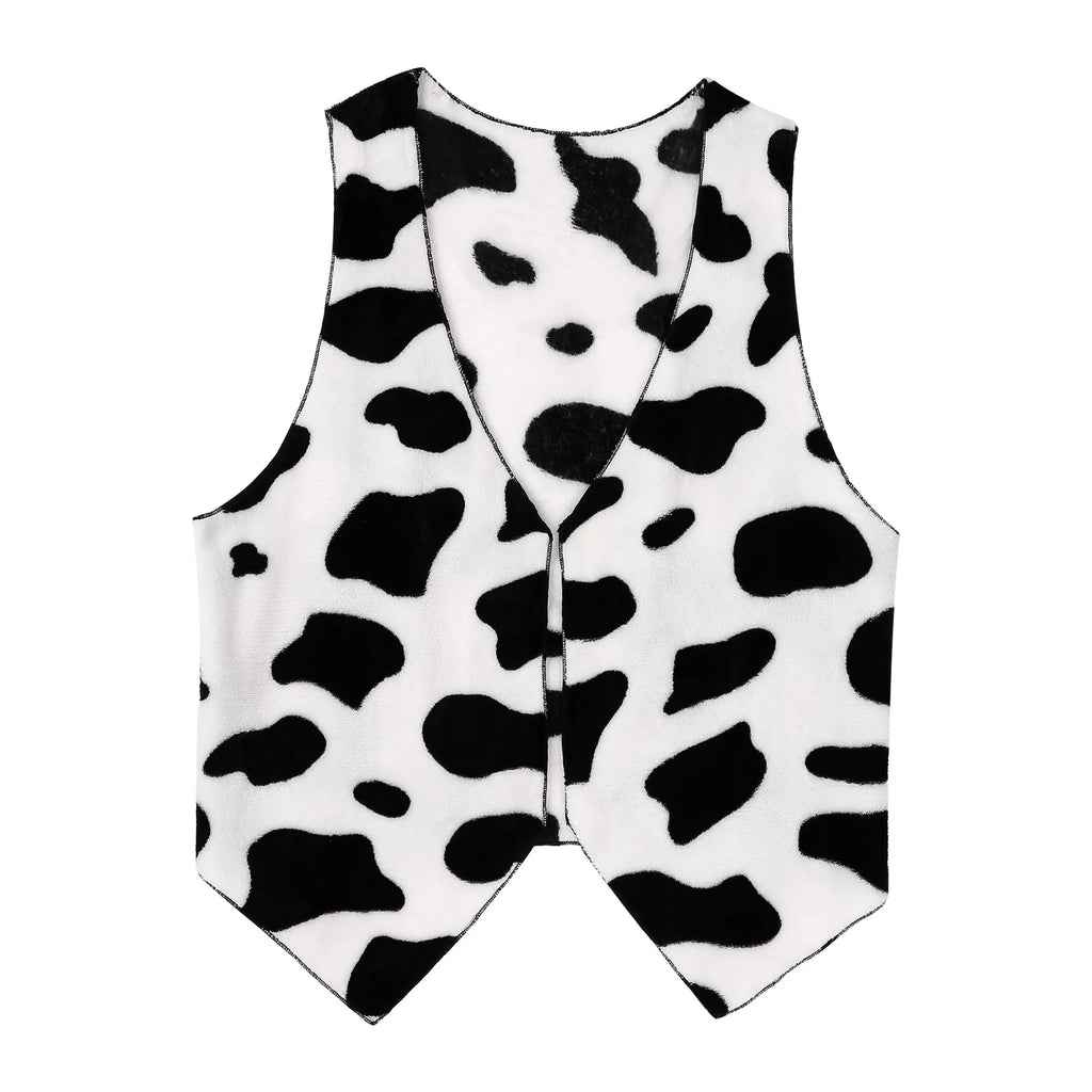 Cow Print Flannel Vest | Men's Festival Costume