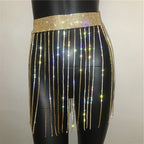 Crystal Tassel Body Chain Skirt - Waist Chain Belt