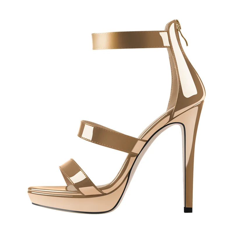 Patent Leather Platform Sandals | Pointed Toe | 13cm Stiletto