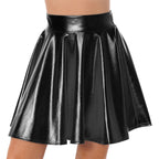 Metallic Flare Mini Skirt | Rave Festival Skater