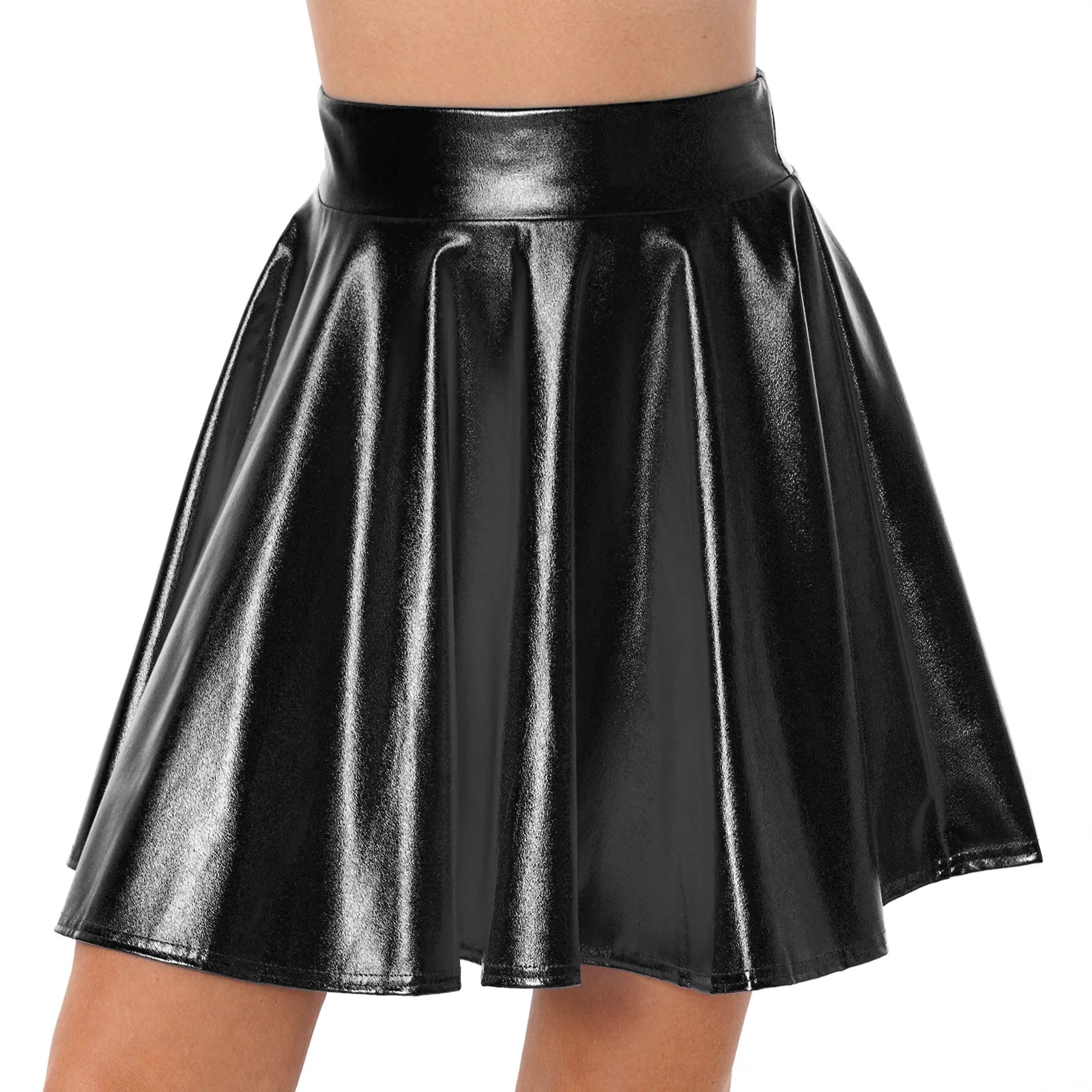 Metallic Flare Mini Skirt | Rave Festival Skater