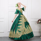 Rococo Ball Gown | Gold Embroidered Satin