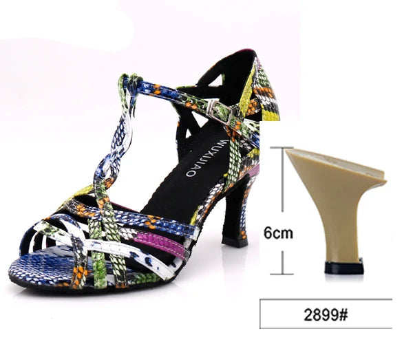 Latin Dance Heels | Colorful Serpentine | 6–10cm
