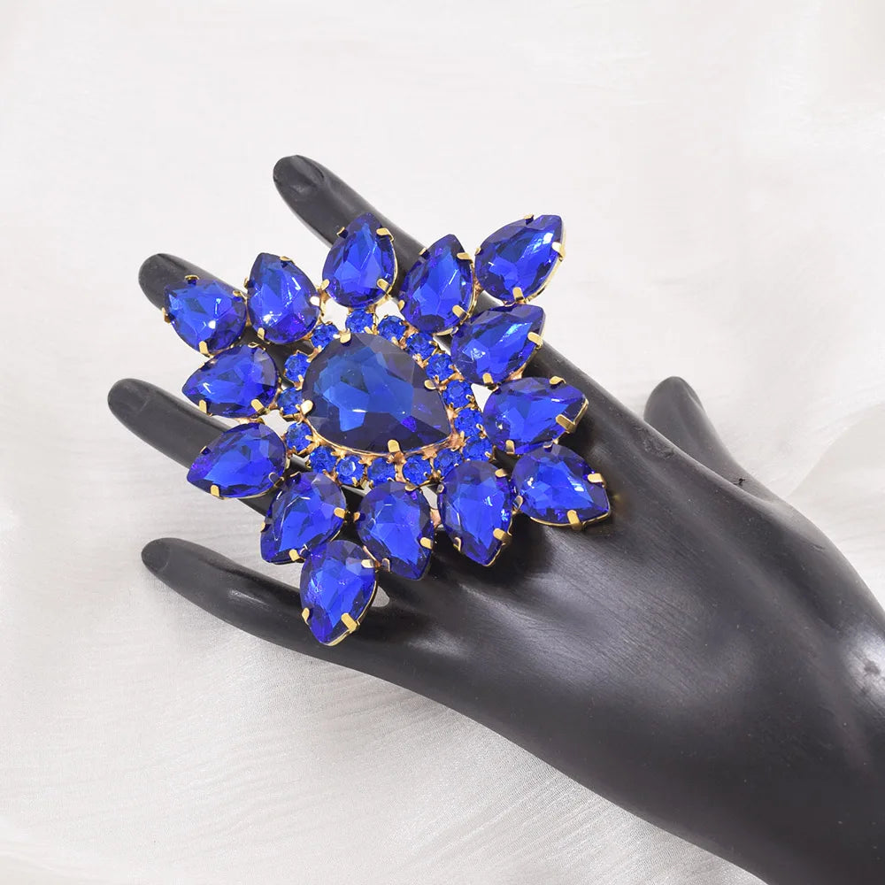 Oversized Rhinestone Flower Cocktail Ring | Adjustable | 6 Colors