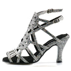 Rhinestone Cage Latin Dance Sandals | Cuban & Pointed Heel | 6–10cm