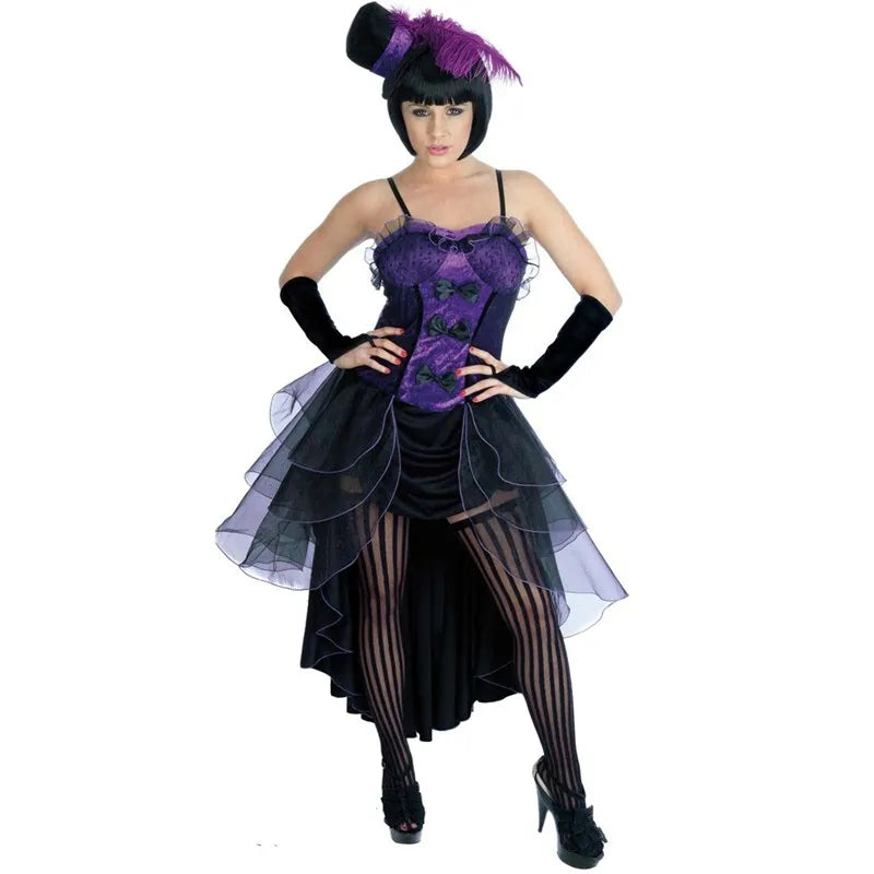 Burlesque Corset Costume Set | Dress, Hat & Gloves | Carnival & Stage