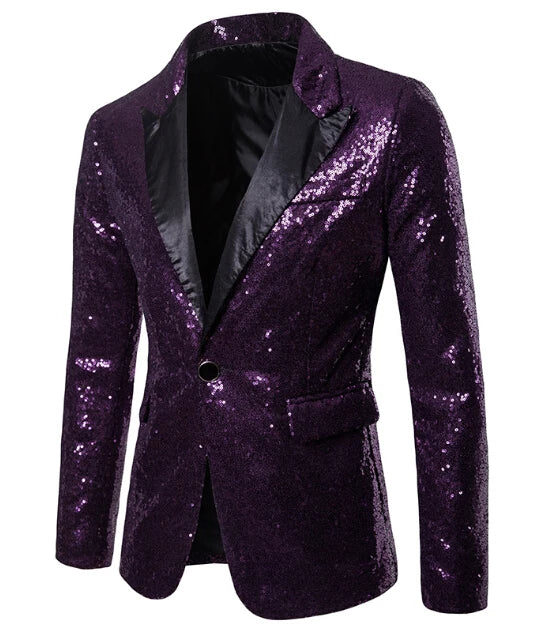 Men's Flip Sequin Blazer | Notched Lapel | Stage & Dance | 6 Colors