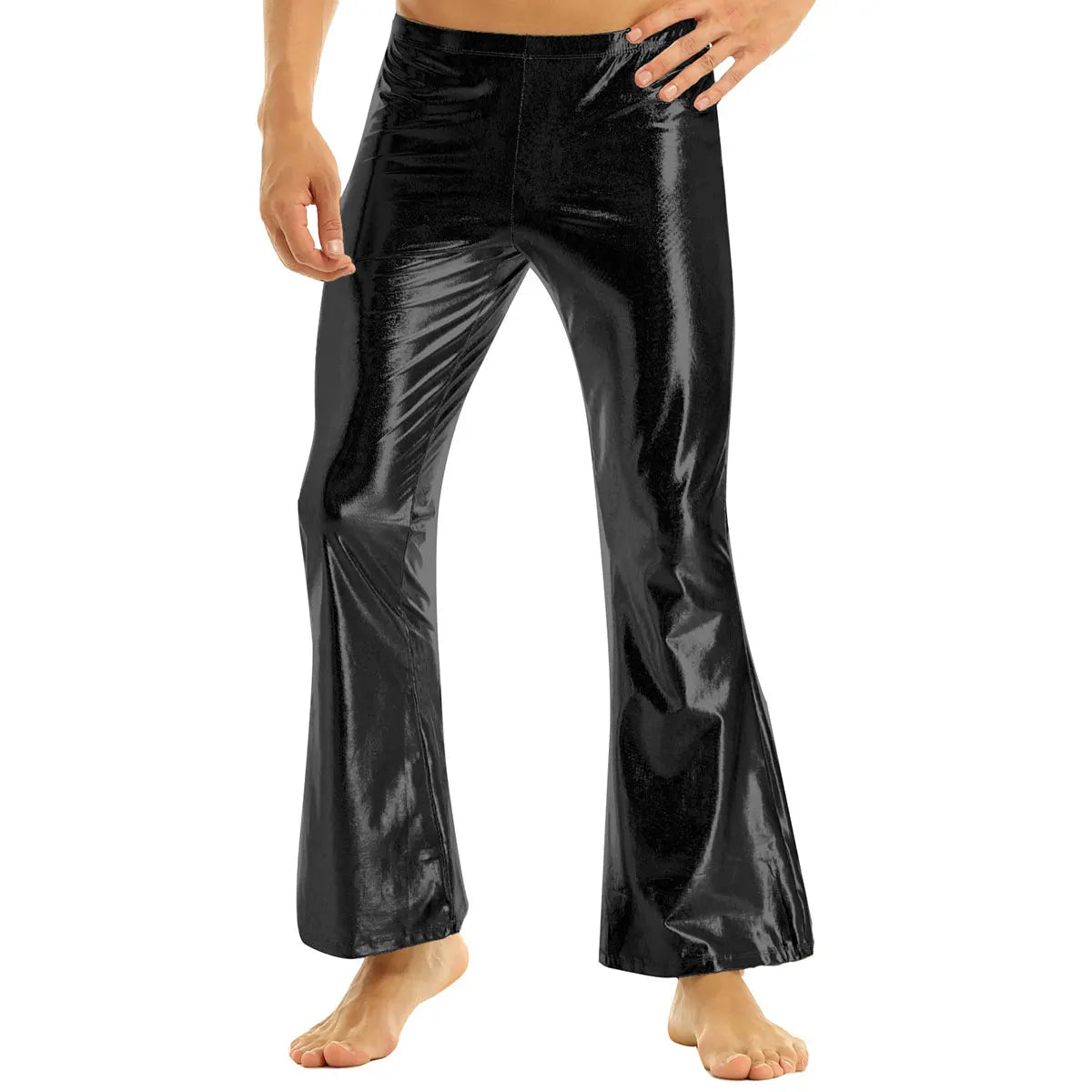 Men's Metallic Bell Bottom Pants | Holographic Flare | 70s Disco