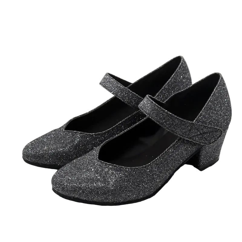 Latin Dance Shoes | Sequin Mary Jane | Block Heel