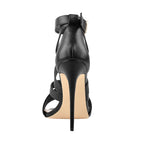 Peep Toe Cross-Strap Stiletto Sandals — 12cm High Heel