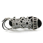 Rhinestone Cage Latin Dance Sandals | Cuban & Pointed Heel | 6–10cm