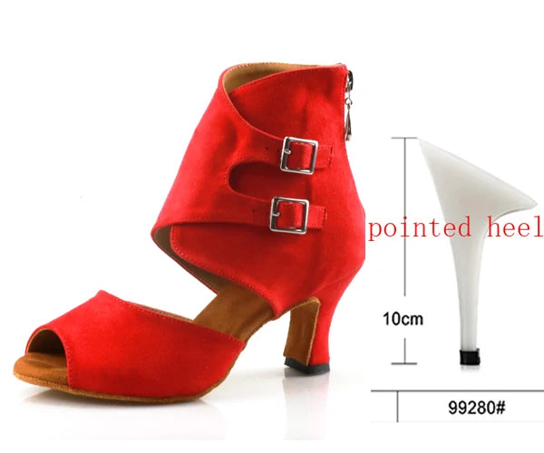 Latin Ballroom Dance Shoes | Suede Sole | Multiple Heel Heights