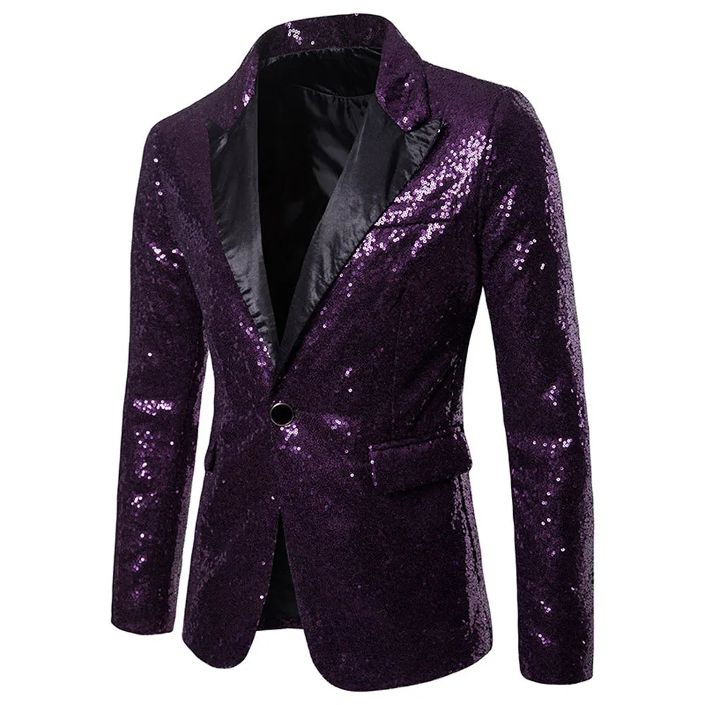 Men's Flip Sequin Blazer | Notched Lapel | Stage & Dance | 6 Colors