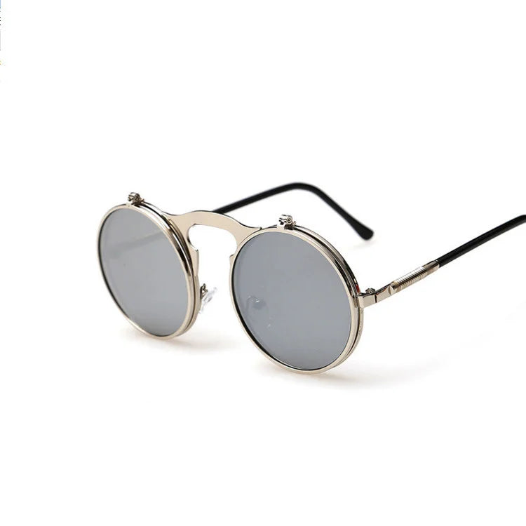 Steampunk Flip Sunglasses | Round Metal Frame | Unisex