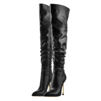 Black Knee-High Boots | Pointed Toe | 11–12 cm Heel