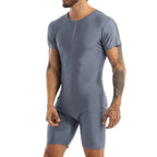 Men's Zip-Front Dance Unitard | Short Sleeve | Ballet Gymnastics Biketard