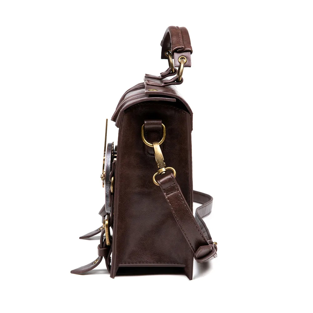 Steampunk Satchel | Brown Clockwork Detail